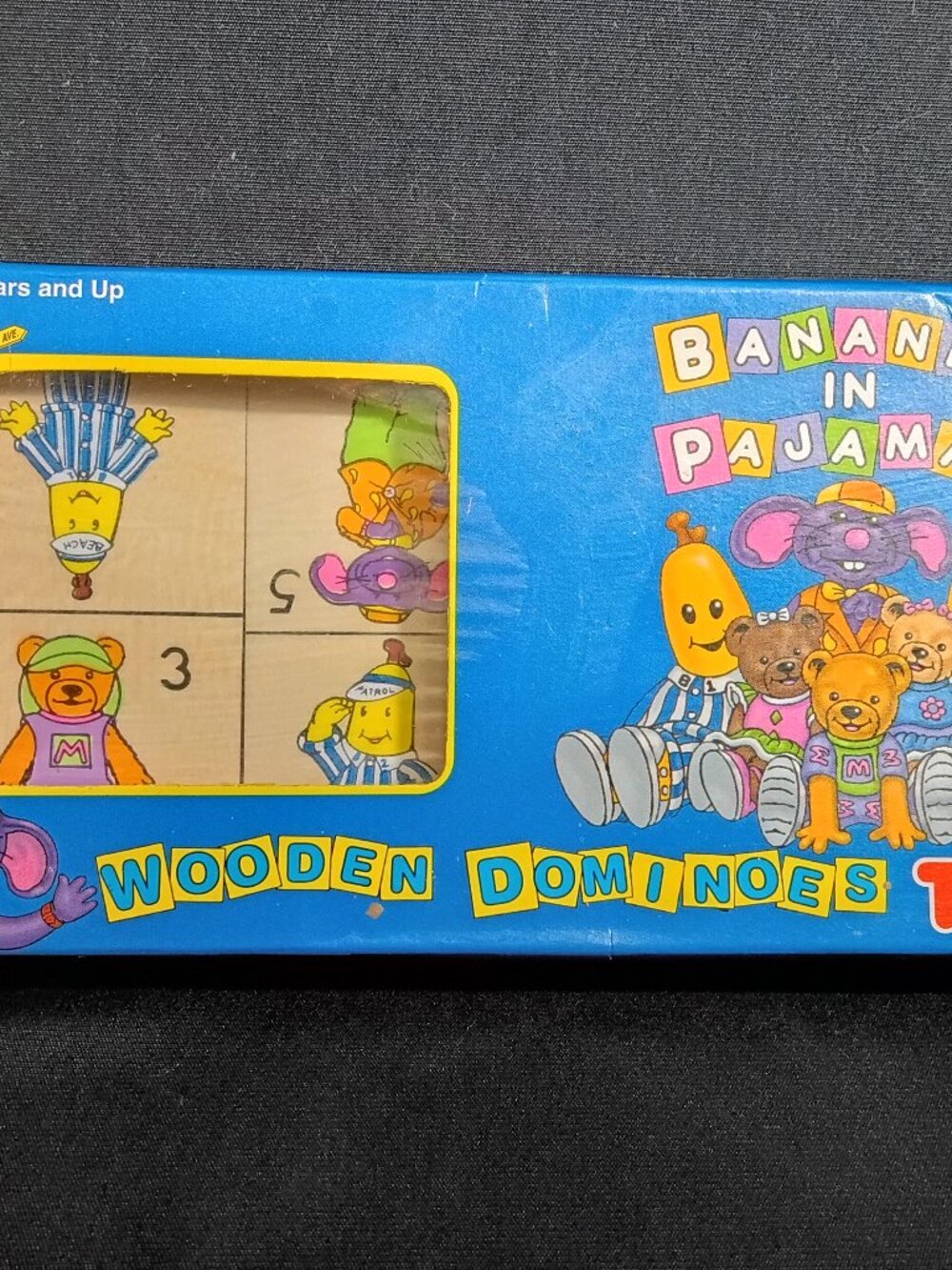 Vintage 1996 Bananas in Pajamas Wooden Dominoes TOMY #6433 27/28 w Box